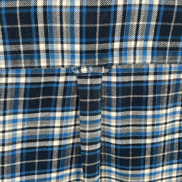Lands'End Boys Blue & White Plaid Long Sleeve Button Up Flannel Shirt Size Med - Picture 8 of 14